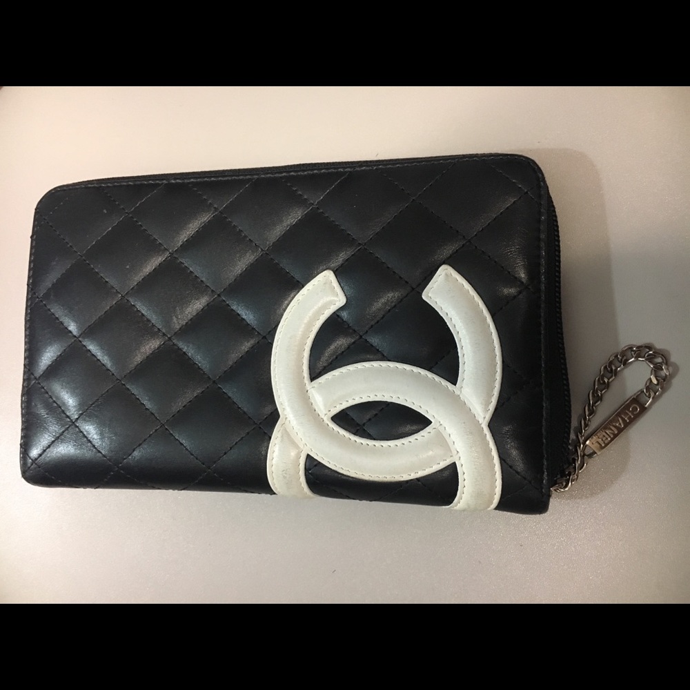 💯 AUTH. CHANEL CAMBON DIAMOND QUILTED ZIP  WALLET